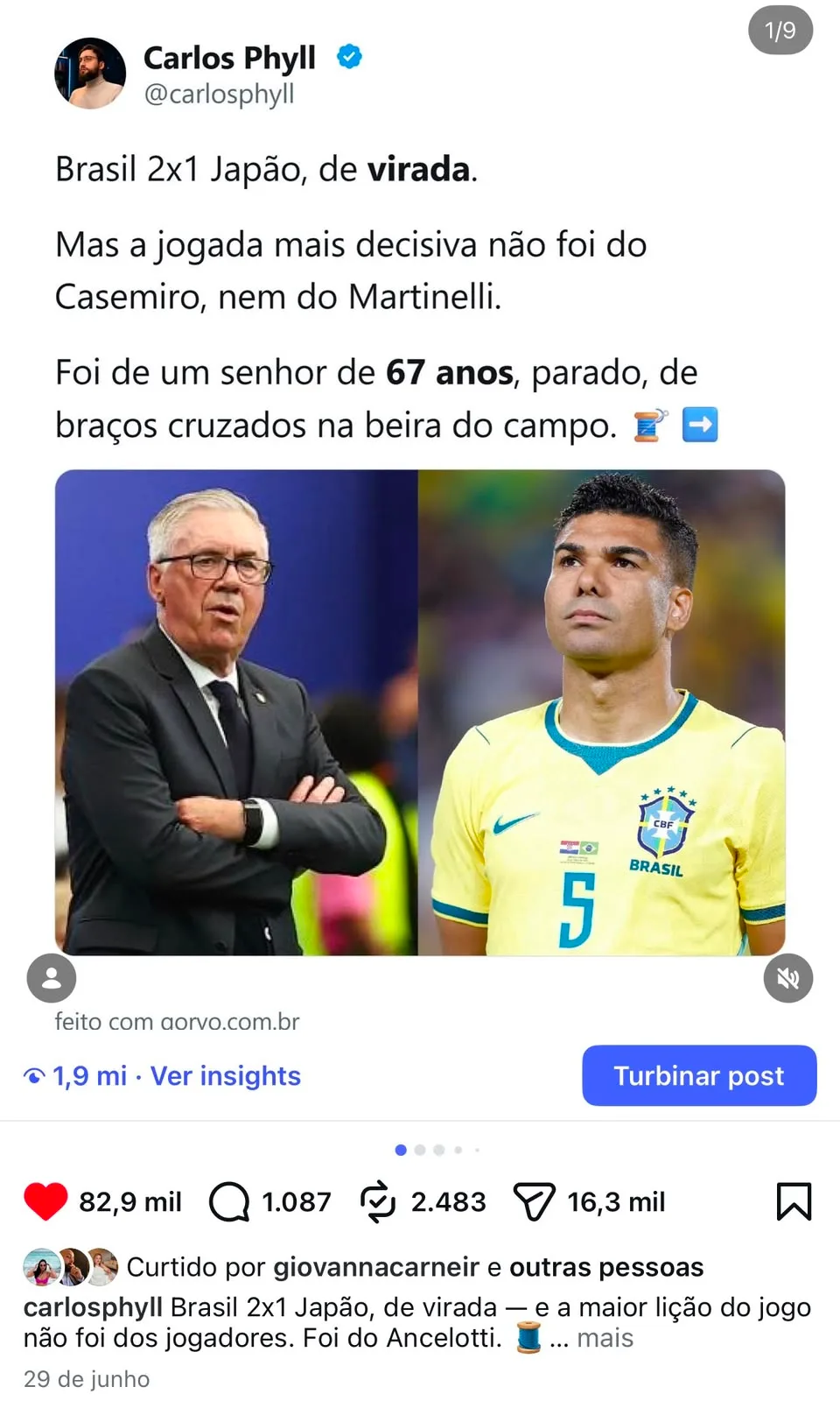 Carrossel feito no Qorvo que viralizou no Instagram — exemplo 1 de 11